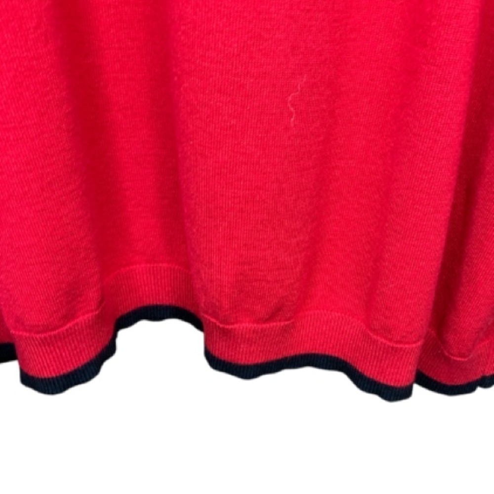 Calvin Klein Red Sweater Size 1X Round Neck Long Bell Sleeves Black Trim - Picture 8 of 8